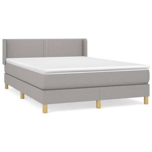 Krevet box spring s madracem svjetlosivi 140x200 cm od tkanine - Svjetlosiva 140 x 200 cm Obično s čavlima Cijena