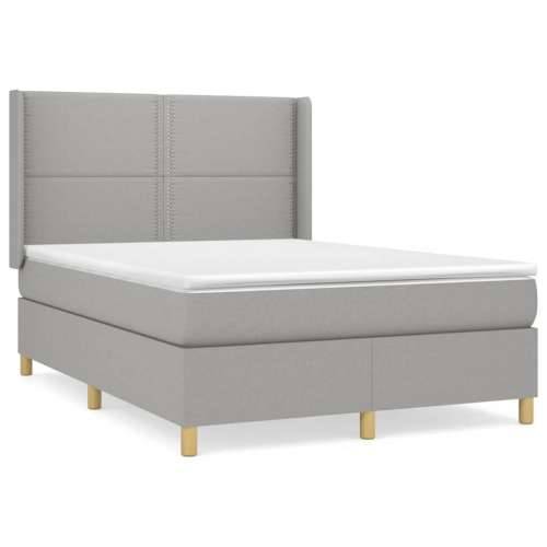 Krevet box spring s madracem svjetlosivi 140x200 cm od tkanine - Svjetlosiva 140 x 200 cm Obično s čavlima Cijena