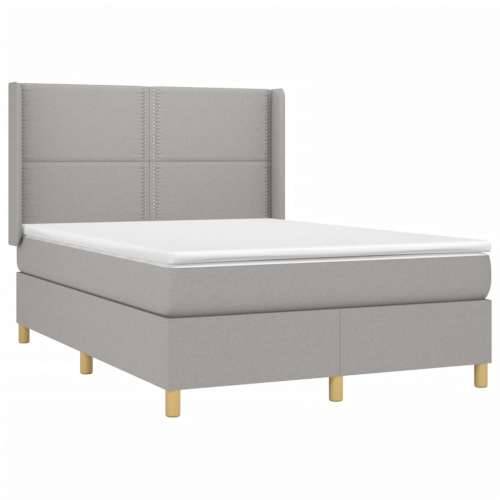 Krevet box spring s madracem svjetlosivi 140x200 cm od tkanine - Svjetlosiva 140 x 200 cm Obično s čavlima Cijena