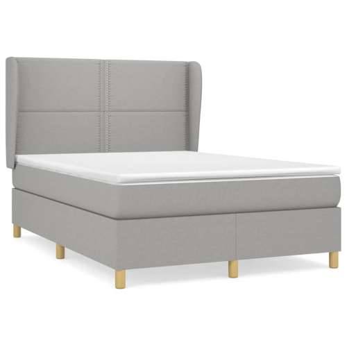 Krevet box spring s madracem svjetlosivi 140x200 cm od tkanine - Svjetlosiva 140 x 200 cm Obično s čavlima Cijena