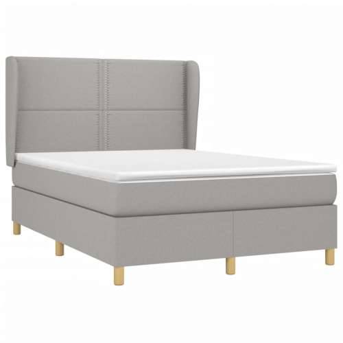 Krevet box spring s madracem svjetlosivi 140x200 cm od tkanine - Svjetlosiva 140 x 200 cm Obično s čavlima Cijena