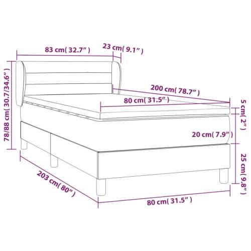 Okvir kreveta s oprugama i madrac krem 80x200 cm od tkanine - Krema 80 x 200 cm vodoravne pruge Cijena