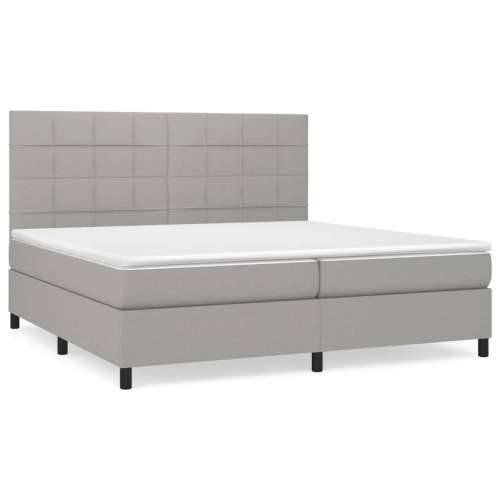 Krevet s oprugama i madracem svjetlosivi 200 x 200cm od tkanine - Svjetlosiva 200 x 200 cm Blok s kvadratima Cijena
