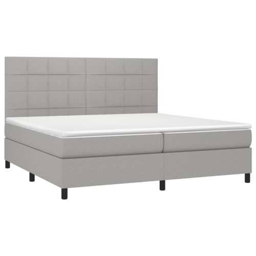 Krevet s oprugama i madracem svjetlosivi 200 x 200cm od tkanine - Svjetlosiva 200 x 200 cm Blok s kvadratima Cijena