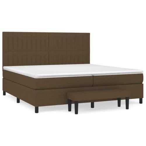 Krevet s oprugama i madracem tamnosmeđi 200x200 cm od tkanine - Tamno smeđa 200 x 200 cm Okomite pruge Cijena