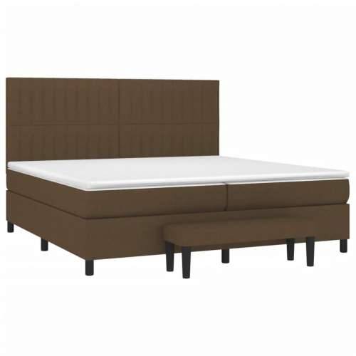 Krevet s oprugama i madracem tamnosmeđi 200x200 cm od tkanine - Tamno smeđa 200 x 200 cm Okomite pruge Cijena