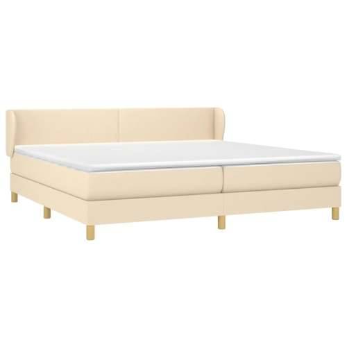 Krevet s oprugama i madracem krem 200 x 200 cm od tkanine - Krema 200 x 200 cm Gladak dizajn Cijena