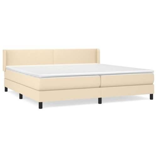 Krevet s oprugama i madracem krem 200 x 200 cm od tkanine - Krema 200 x 200 cm Gladak dizajn Cijena