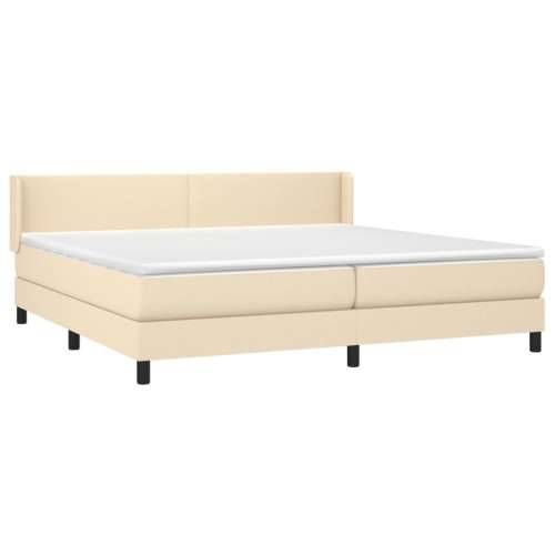 Krevet s oprugama i madracem krem 200 x 200 cm od tkanine - Krema 200 x 200 cm Gladak dizajn Cijena