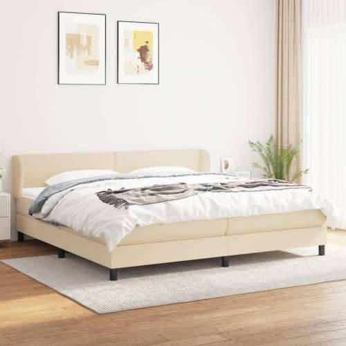 Krevet s oprugama i madracem krem 200 x 200 cm od tkanine - Krema 200 x 200 cm Gladak dizajn Cijena
