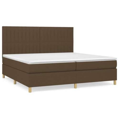Krevet s oprugama i madracem tamnosmeđi 200x200 cm od tkanine - Tamno smeđa 200 x 200 cm Okomite pruge Cijena