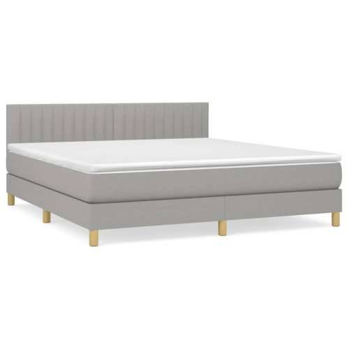 Krevet box spring s madracem svjetlosiva 160x200 cm tkanina - Svjetlosiva 160 x 200 cm Okomite pruge Cijena