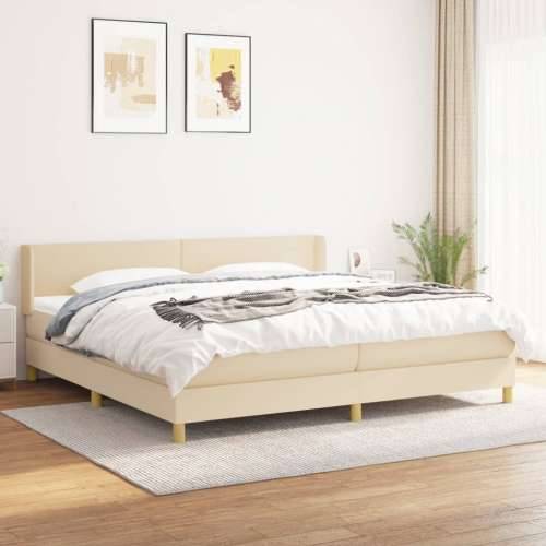 Krevet s oprugama i madracem krem 200 x 200 cm od tkanine - Krema 200 x 200 cm Gladak dizajn Cijena
