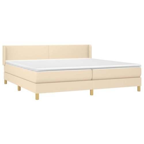 Krevet s oprugama i madracem krem 200 x 200 cm od tkanine - Krema 200 x 200 cm Gladak dizajn Cijena