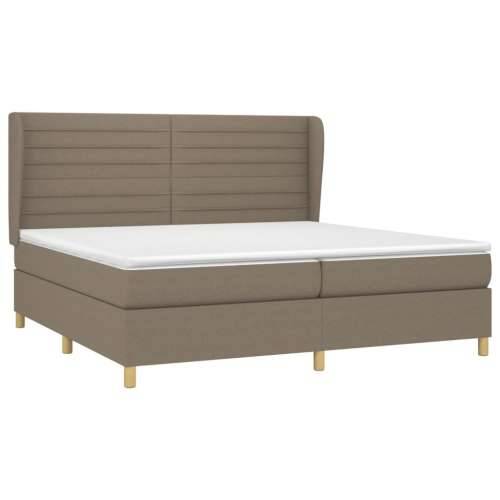 Krevet s oprugama i madracem smeđesivi 200x200 cm od tkanine - Sivo-smeđa 200 x 200 cm vodoravne pruge Cijena