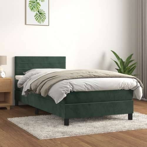 Box spring krevet s madracem tamnozeleni 90x200 cm baršunasti - Tamnozelena 90 x 200 cm vodoravne pruge Cijena