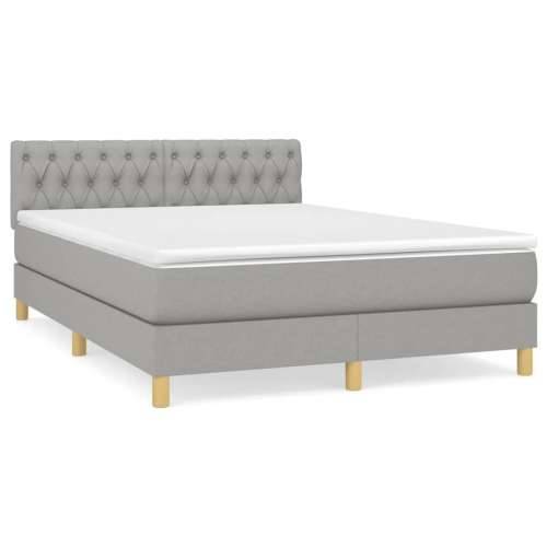 Krevet s oprugama i madracem svjetlosivi 140x190 cm od tkanine - Svjetlosiva 140 x 190 cm Dizajn s gumbima Cijena