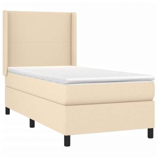 Krevet s oprugama i madracem krem 100 x 200 cm od tkanine - Krema 100 x 200 cm Gladak dizajn Cijena