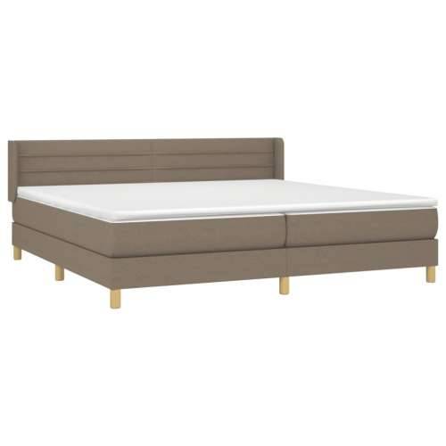 Krevet s oprugama i madracem smeđesivi 200x200 cm od tkanine - Sivo-smeđa 200 x 200 cm vodoravne pruge Cijena