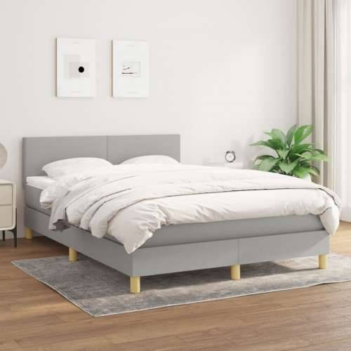 Krevet s oprugama i madracem svjetlosivi 140x190 cm od tkanine - Svjetlosiva 140 x 190 cm Gladak dizajn Cijena