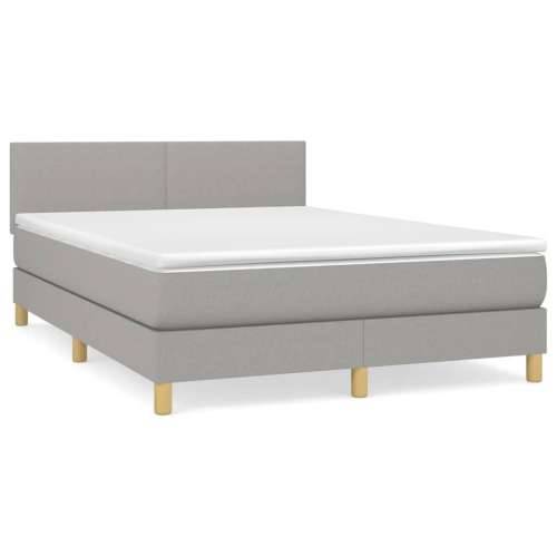 Krevet s oprugama i madracem svjetlosivi 140x190 cm od tkanine - Svjetlosiva 140 x 190 cm Gladak dizajn Cijena