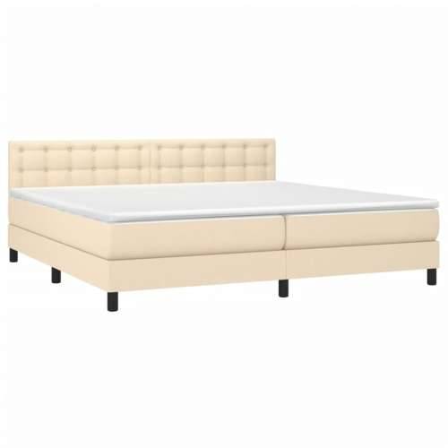 Krevet s oprugama i madracem krem 200 x 200 cm od tkanine - Krema 200 x 200 cm gumbi Cijena