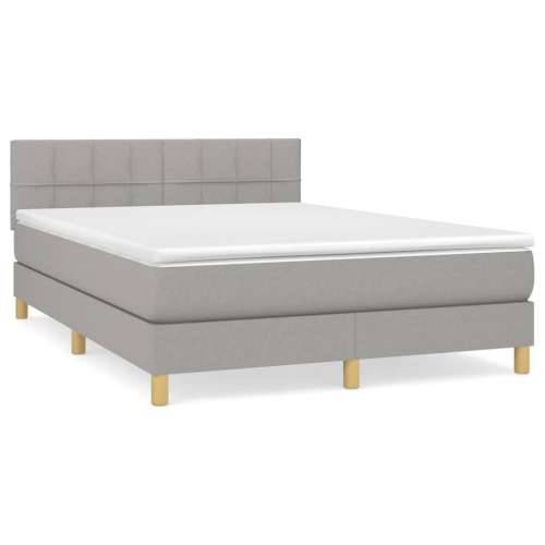Krevet s oprugama i madracem svjetlosivi 140x190 cm od tkanine - Svjetlosiva 140 x 190 cm Blok s kvadratima Cijena