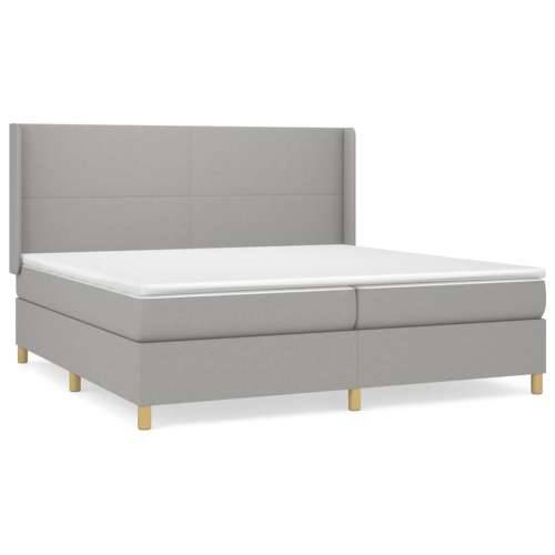 Krevet s oprugama i madracem svjetlosivi 200 x 200cm od tkanine - Svjetlosiva 200 x 200 cm Gladak dizajn Cijena