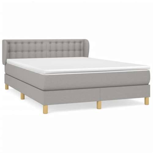 Krevet s oprugama i madracem svjetlosivi 140x190 cm od tkanine - Svjetlosiva 140 x 190 cm gumbi Cijena