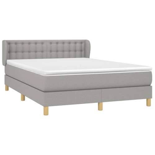 Krevet s oprugama i madracem svjetlosivi 140x190 cm od tkanine - Svjetlosiva 140 x 190 cm gumbi Cijena