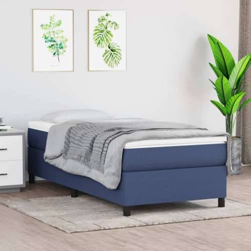 Krevet s oprugama i madracem plavi 90 x 190 cm od tkanine