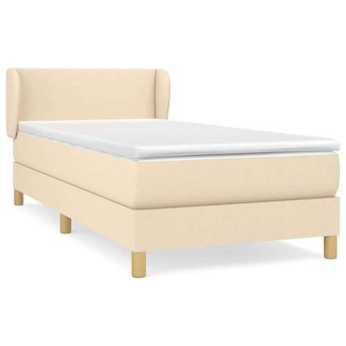 Krevet s oprugama i madracem krem 90 x 200 cm od tkanine - Krema 90 x 200 cm Gladak dizajn Cijena