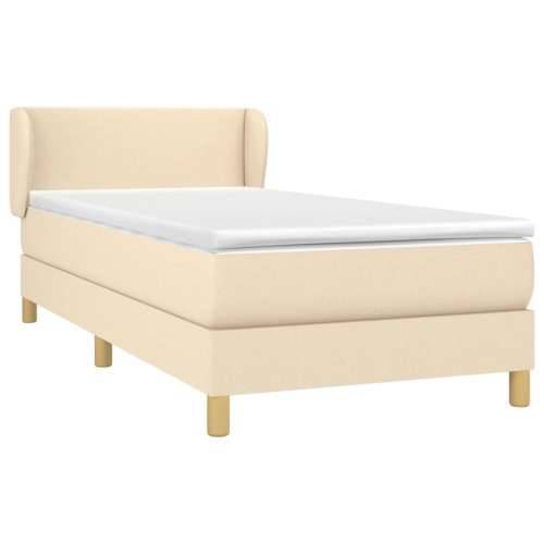 Krevet s oprugama i madracem krem 90 x 200 cm od tkanine - Krema 90 x 200 cm Gladak dizajn Cijena
