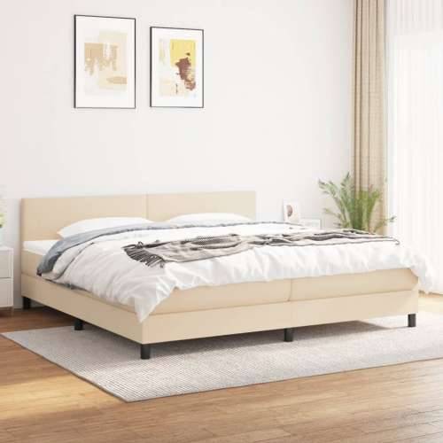 Krevet s oprugama i madracem krem 200 x 200 cm od tkanine - Krema 200 x 200 cm Gladak dizajn Cijena