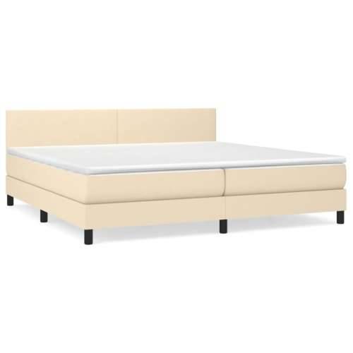 Krevet s oprugama i madracem krem 200 x 200 cm od tkanine - Krema 200 x 200 cm Gladak dizajn Cijena
