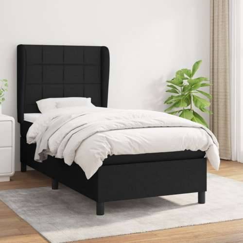 Krevet s oprugama i madracem crni 90x200 cm od tkanine - Crna 90 x 200 cm Blok s kvadratima Cijena