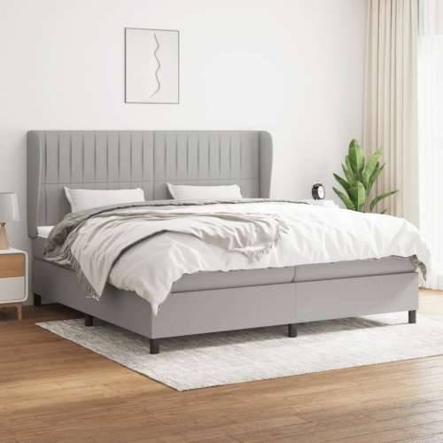 Krevet s oprugama i madracem svjetlosivi 200 x 200cm od tkanine - Svjetlosiva 200 x 200 cm Okomite pruge Cijena