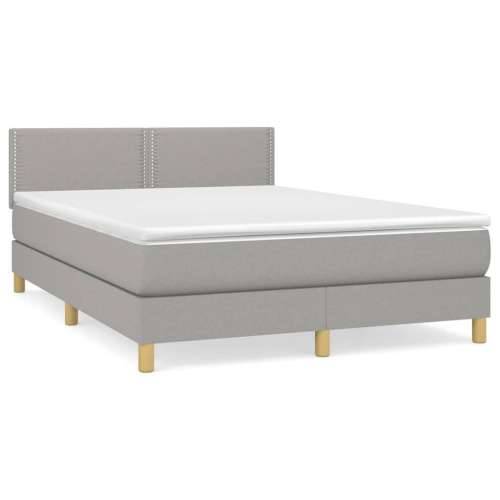 Krevet s oprugama i madracem svjetlosivi 140x190 cm od tkanine - Svjetlosiva 140 x 190 cm Obično s čavlima Cijena