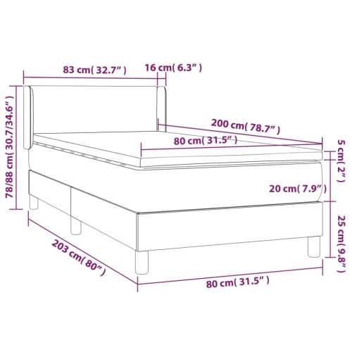 Okvir kreveta s oprugama i madrac svjetlosivi 80x200cm tkanina Svjetlosiva 80 x 200 cm Gladak dizajn Cijena
