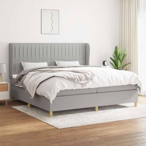 Krevet s oprugama i madracem svjetlosivi 200 x 200cm od tkanine - Svjetlosiva 200 x 200 cm Okomite pruge Cijena