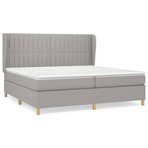 Krevet s oprugama i madracem svjetlosivi 200 x 200cm od tkanine - Svjetlosiva 200 x 200 cm Okomite pruge Cijena