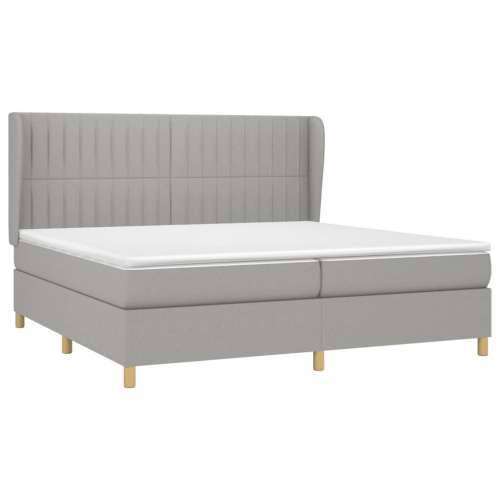 Krevet s oprugama i madracem svjetlosivi 200 x 200cm od tkanine - Svjetlosiva 200 x 200 cm Okomite pruge Cijena