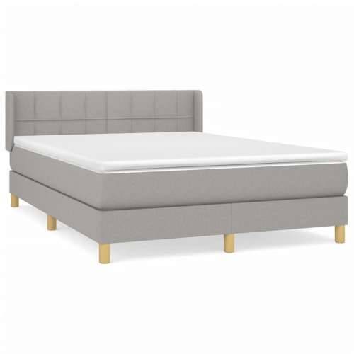 Krevet s oprugama i madracem svjetlosivi 140x190 cm od tkanine - Svjetlosiva 140 x 190 cm Blok s kvadratima Cijena