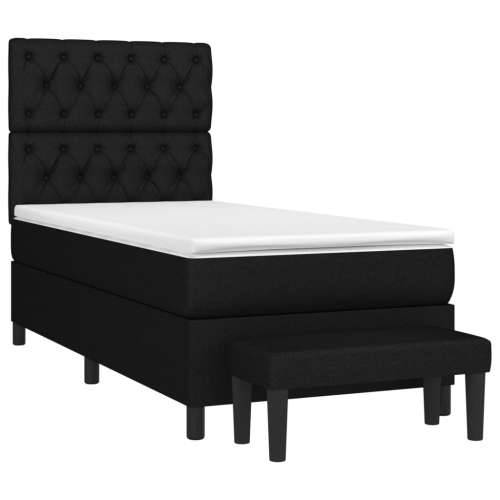 Box spring krevet s madracem crni 80 x 200 cm od tkanine - Crna 80 x 200 cm Dizajn s gumbima Cijena