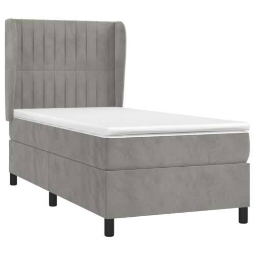Box spring krevet s madracem svjetlosivi 80 x 200 cm baršunasti - Svjetlosiva 80 x 200 cm Okomite pruge Cijena