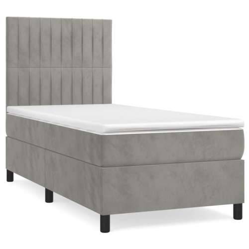 Box spring krevet s madracem svjetlosivi 80 x 200 cm baršunasti - Svjetlosiva 80 x 200 cm Okomite pruge Cijena