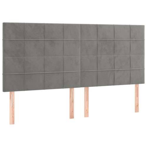Krevet s oprugama i madracem svjetlosivi 180x200 cm baršunasti - Svjetlosiva 180 x 200 cm Blok s kvadratima Cijena