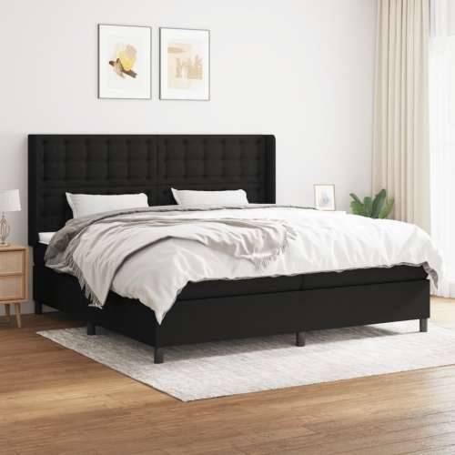 Krevet s oprugama i madracem crni 200x200 cm od tkanine - Crna 200 x 200 cm gumbi Cijena