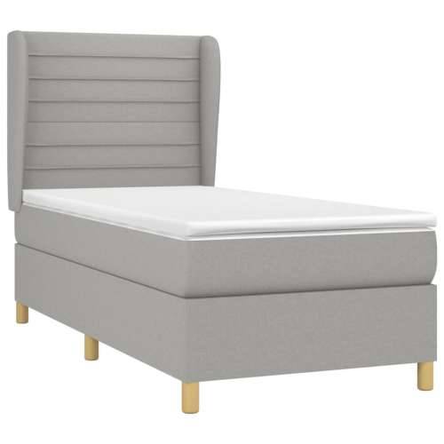 Box spring krevet s madracem svjetlosivi 90x190 cm od tkanine Svjetlosiva 90 x 190 cm vodoravne pruge Cijena