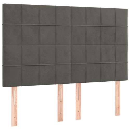 Krevet s oprugama i madracem tamnosivi 140x190 cm baršunasti - Tamno siva 140 x 190 cm Blok s kvadratima Cijena